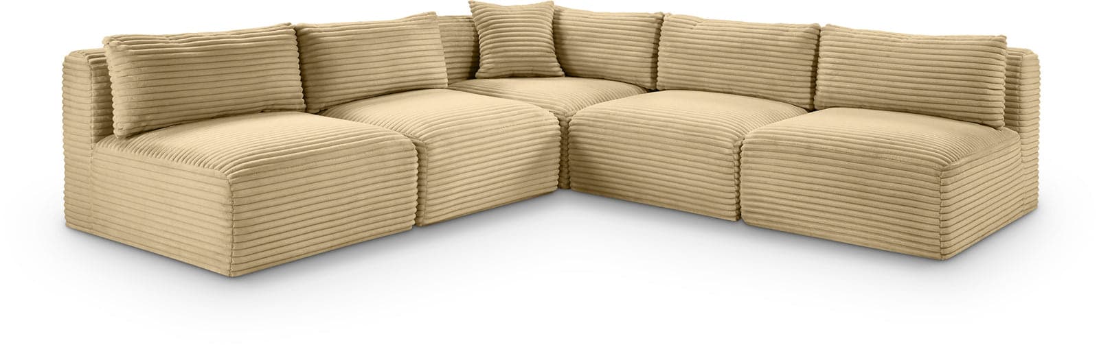 Faye 101" Camel Corduroy Performance Fabric Upholstered Sectional, 5-Piece — Vista 1 (1/3)