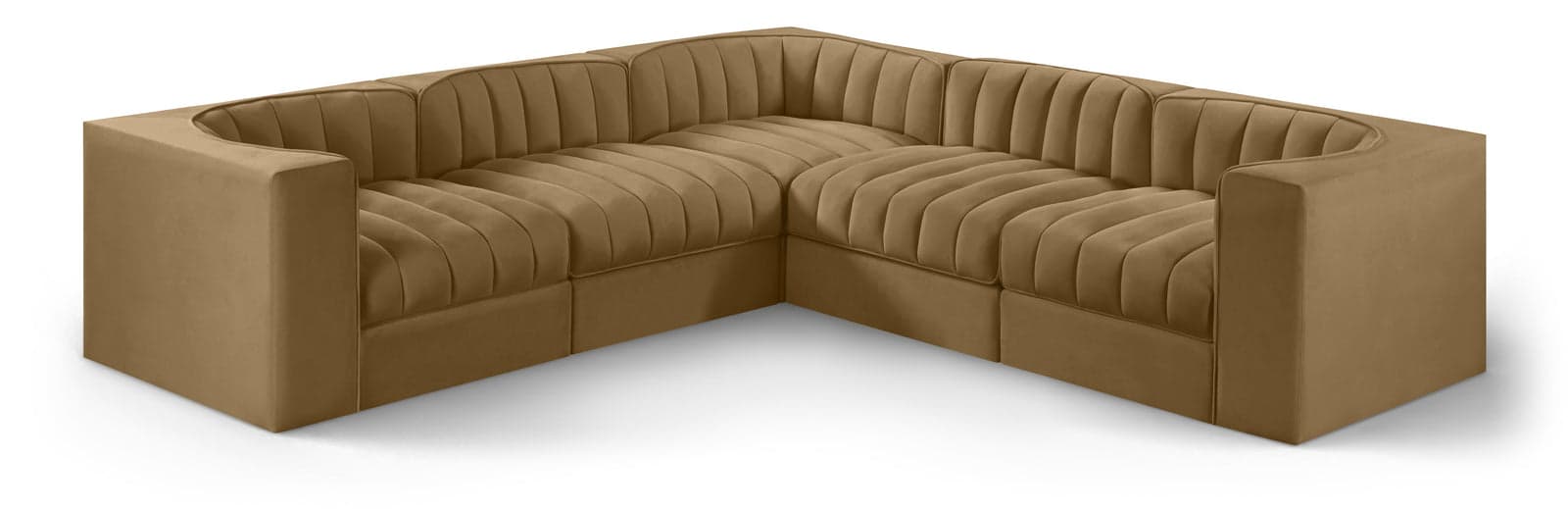 Talia Saddle Velvet Performance Fabric Upholstered Sectional, 5-Piece (Style 2) — Vista 1 (1/3)