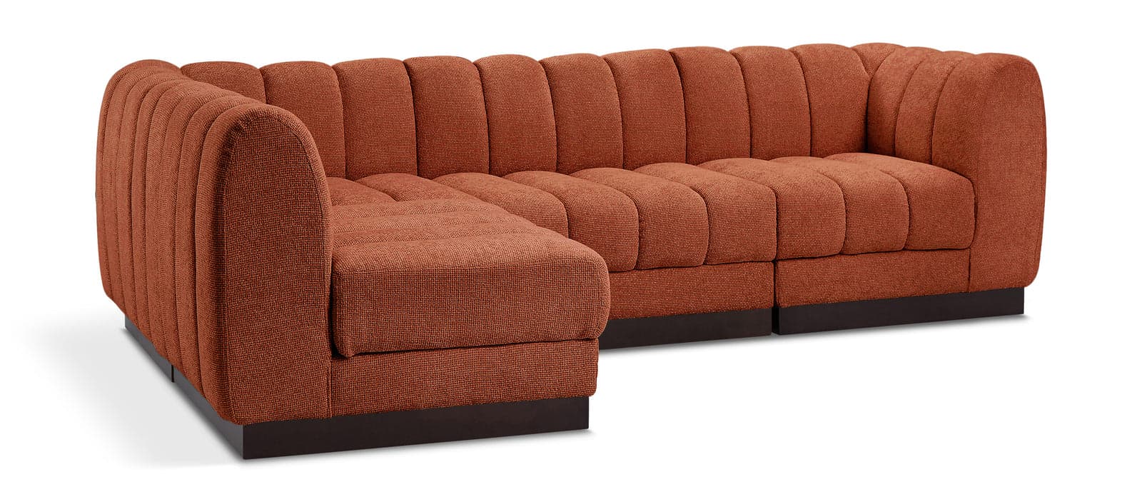 Opal 101" Chenille Fabric Upholstered Sectional, 4-Piece — Vista 1 (1/4)