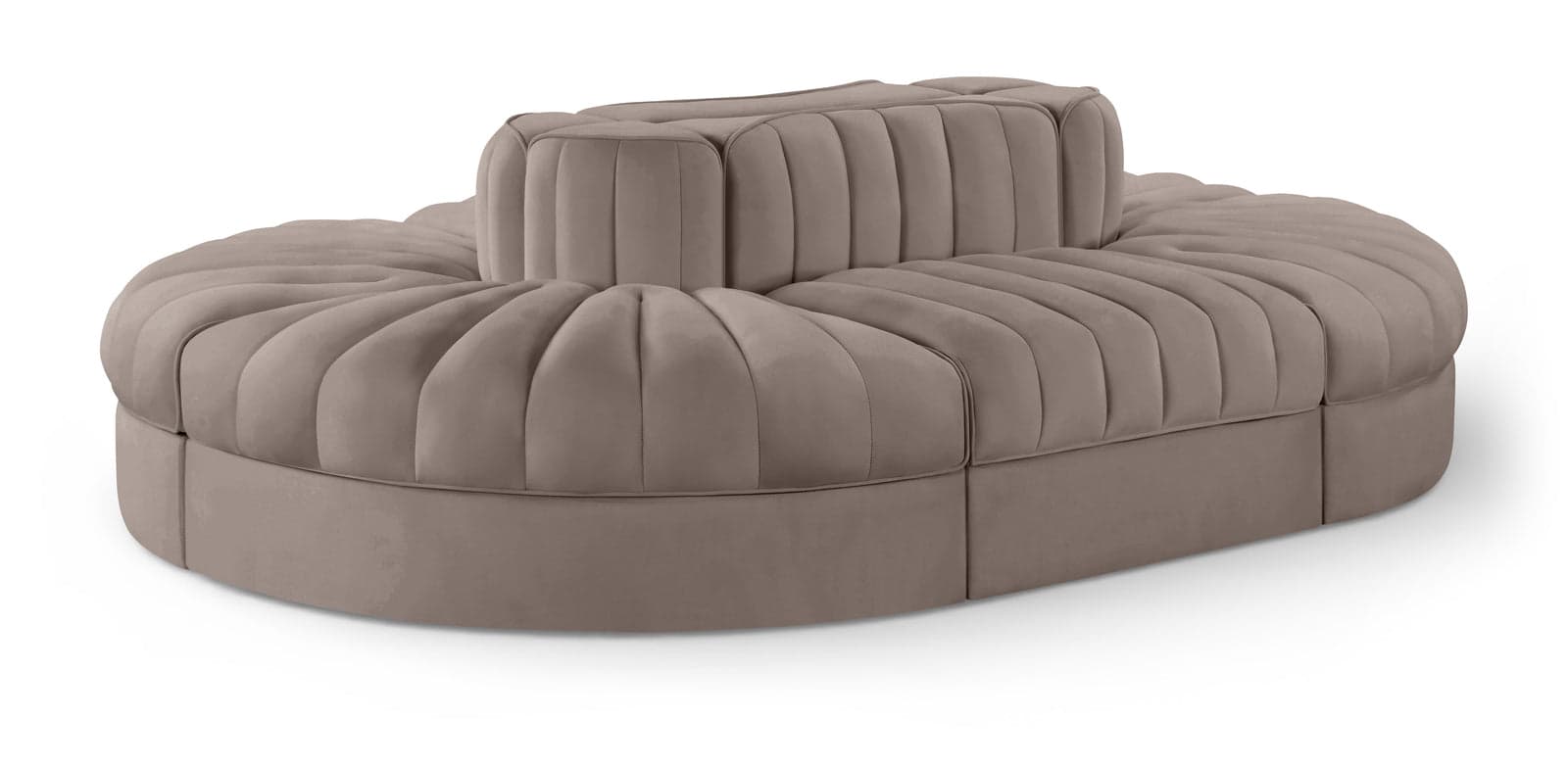 Talia Taupe Velvet Performance Fabric Upholstered Sectional, 6-Piece (Style 3) — Vista 1 (1/3)