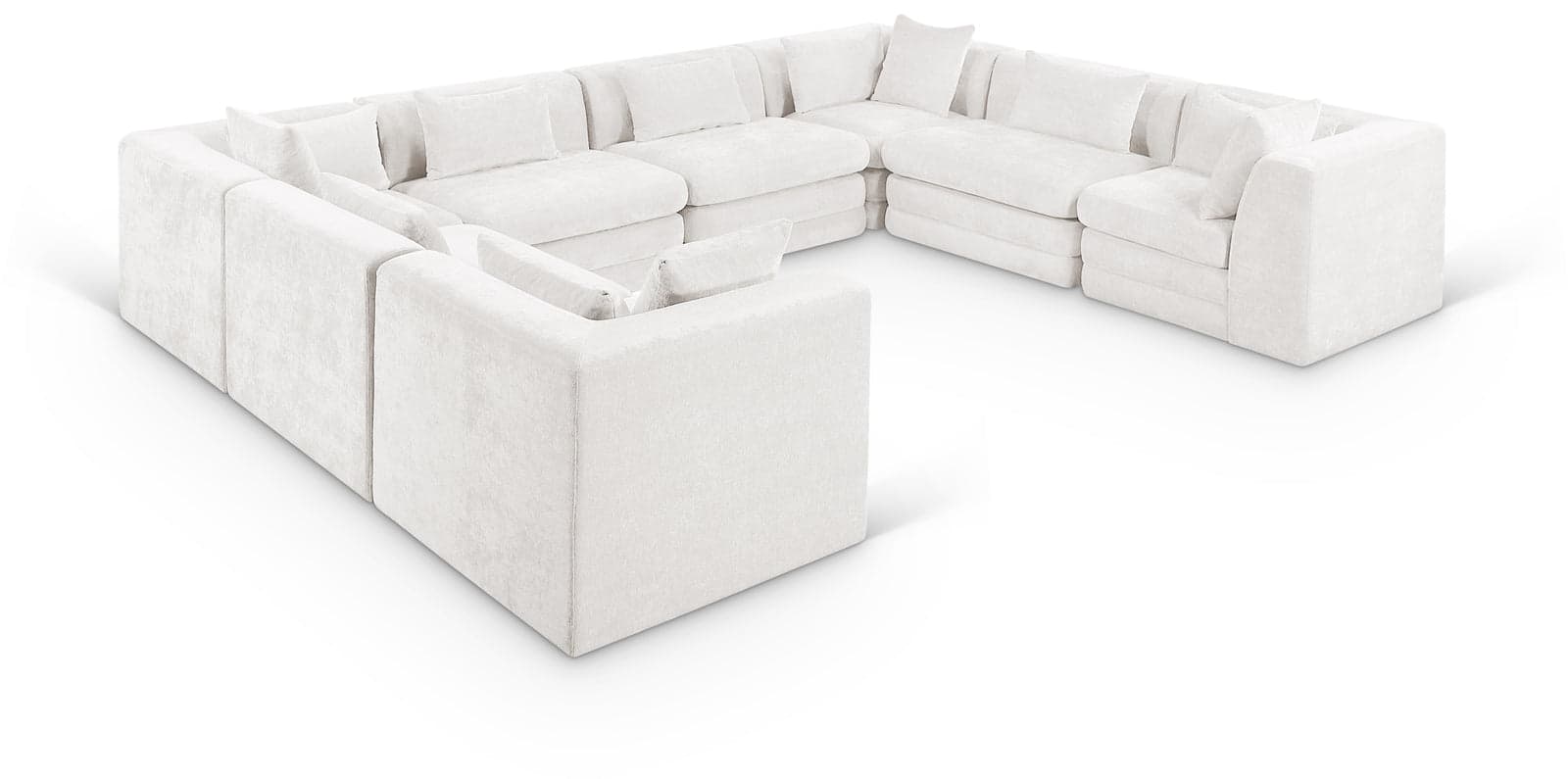 Willow 152" Cream Chenille Fabric Upholstered 8Pc. Sectional, 8-Piece — Vista 1 (1/3)