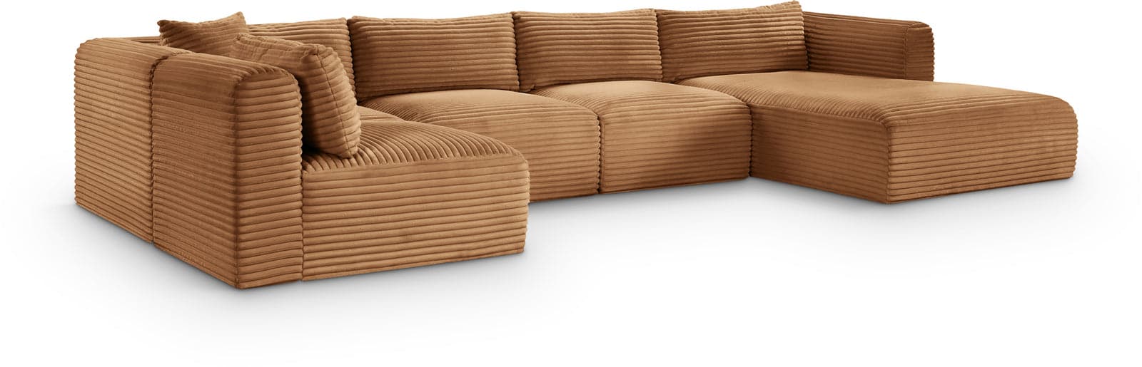 Faye 145" Saddle Corduroy Performance Fabric Upholstered Sectional, 5-Piece (Style 2) — Vista 1 (1/3)