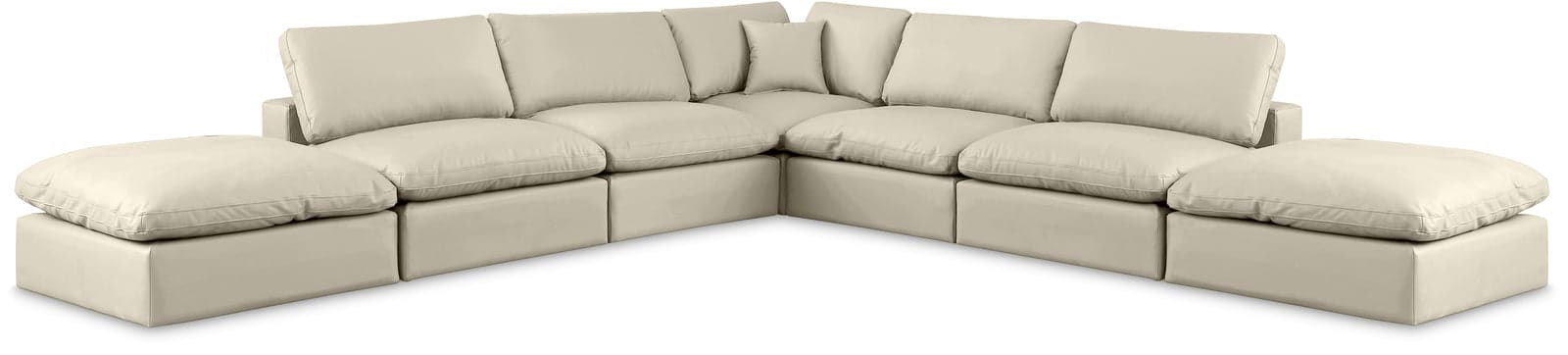 Farrah 157" Cream Vegan Leather Upholstered Sectional, 7-Piece — Vista 1 (1/3)