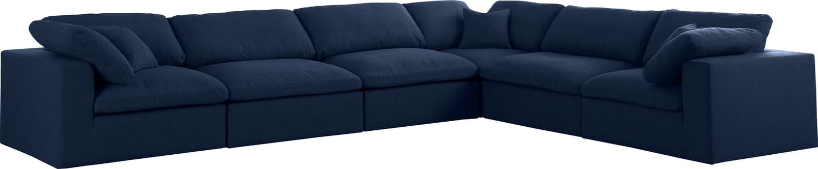 Camden 158" Navy Linen Textured Fabric Upholstered Deluxe Comfort Sectional, 6-Piece — Vista 1 (1/3)