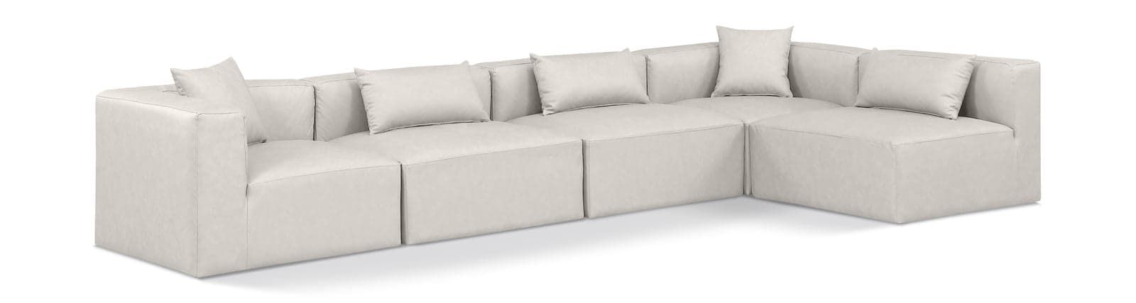 Farrah 144" Cream Vegan Leather Upholstered Sectional, 5-Piece (Style 2) — Vista 1 (1/3)