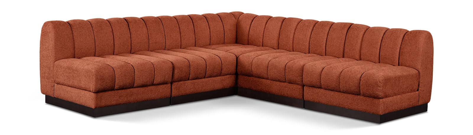 Opal 98" Chenille Fabric Upholstered Sectional, 5-Piece — Vista 1 (1/4)