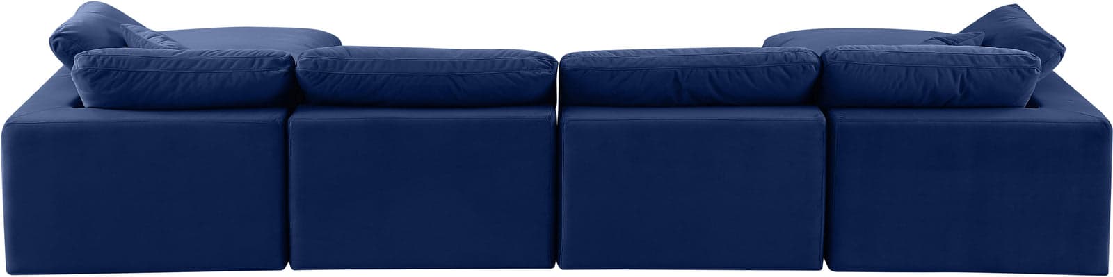 Farrah 158" Navy Velvet Upholstered Sectional, 6-Piece (Style 2) — View 1 (1/3)