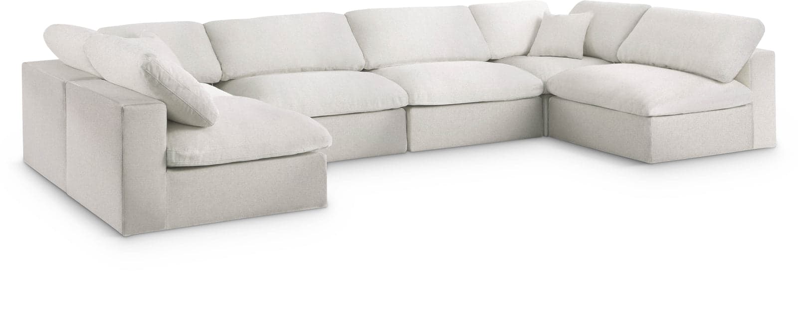 Camden 158" Cream Linen Textured Fabric Upholstered Deluxe Comfort Sectional, 6-Piece (Style 3) — Vista 1 (1/3)