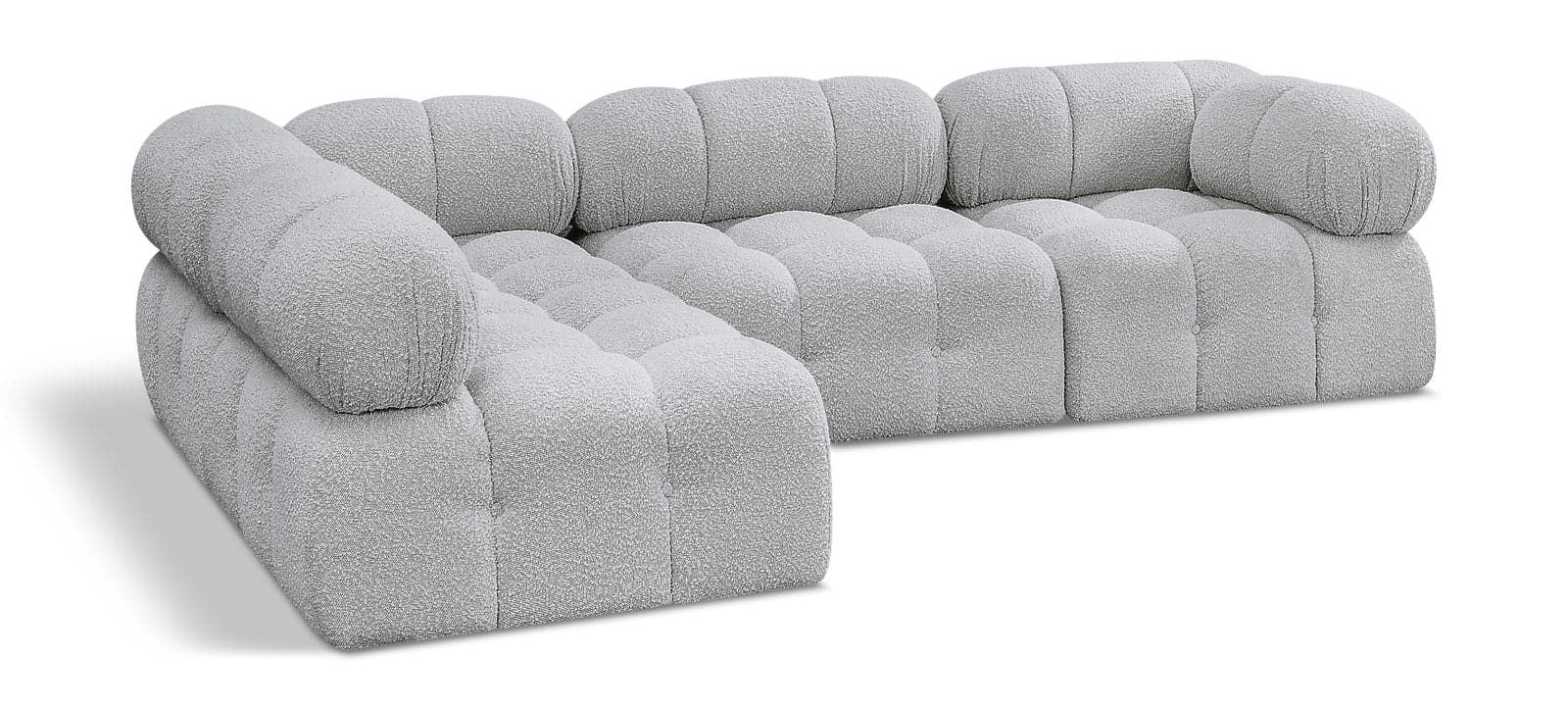 Darcy 102" Grey Boucle Fabric Upholstered Sectional, 4-Piece — Vista 1 (1/3)