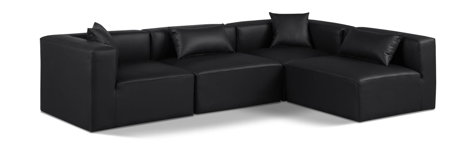 Farrah 108" Black Vegan Leather Upholstered Sectional, 4-Piece (Style 2) — View 1 (1/3)