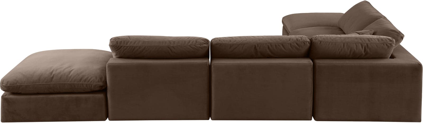 Farrah 157" Brown Velvet Upholstered Sectional, 6-Piece — View 1 (1/3)