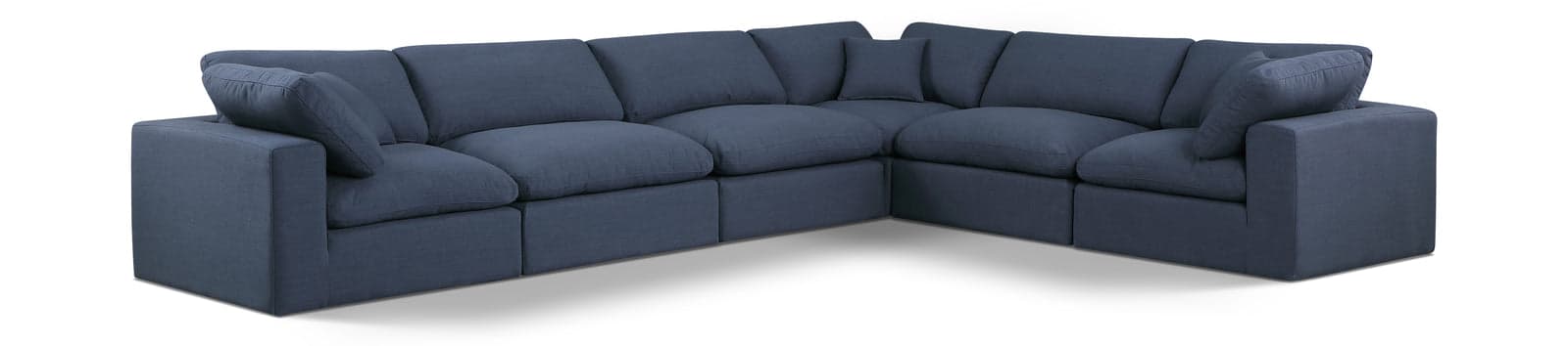 Farrah 158" Navy Linen Textured Fabric Upholstered Sectional, 6-Piece — Vista 1 (1/3)