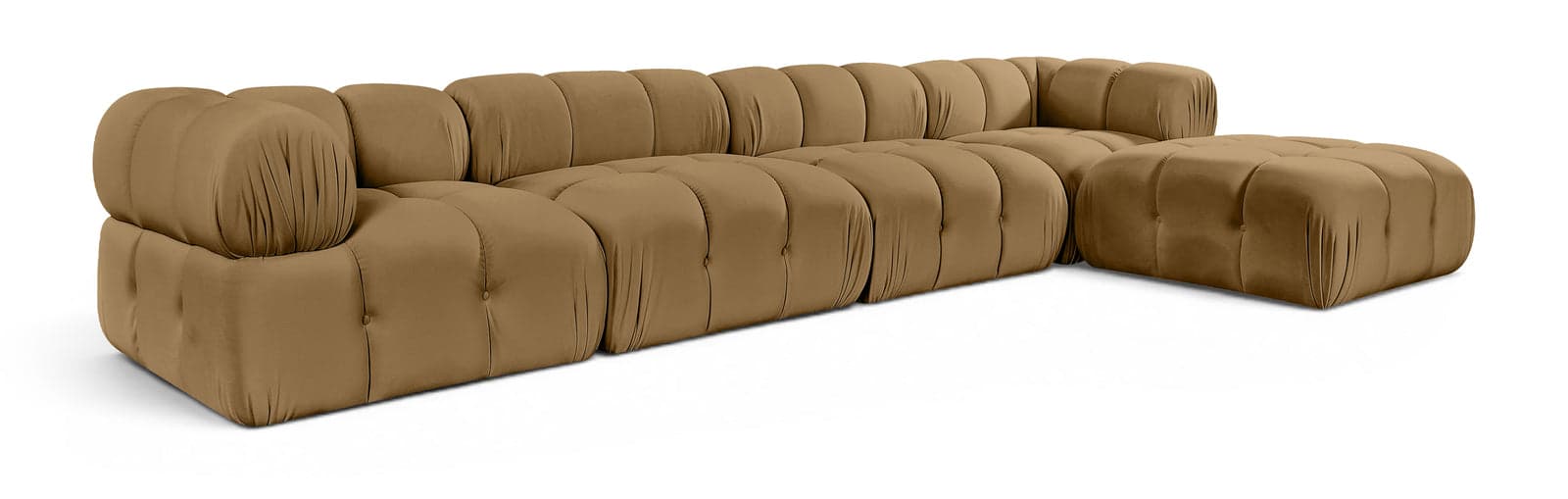 Camden Saddle Velvet Performance Fabric Upholstered Sectional, 5-Piece — View 1 (1/3)