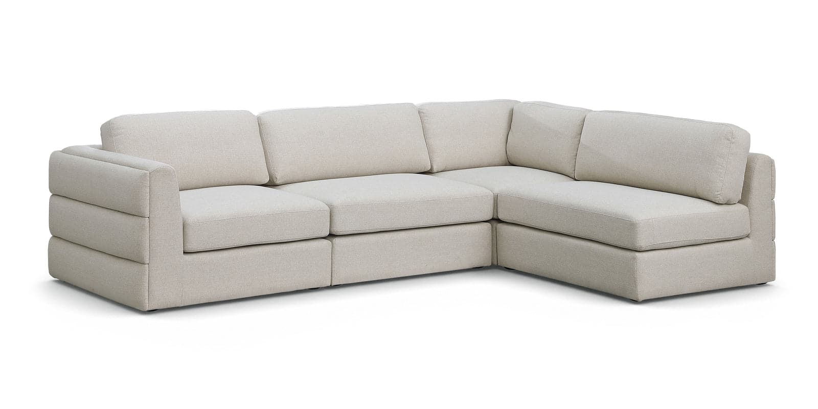 Celeste 114" Beige Linen Textured Fabric Upholstered Sectional, 4-Piece (Style 2) — Vista 1 (1/3)