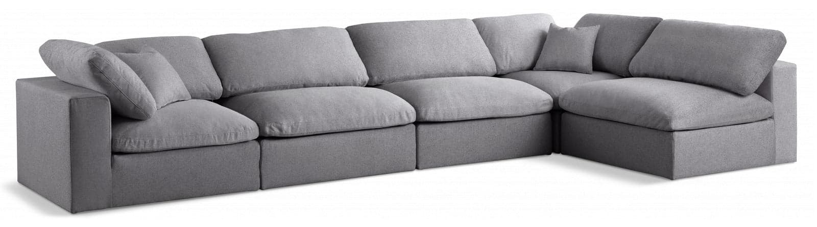 Camden 158" Grey Linen Textured Fabric Upholstered Deluxe Comfort Sectional, 5-Piece (Style 2) — Vista 1 (1/3)