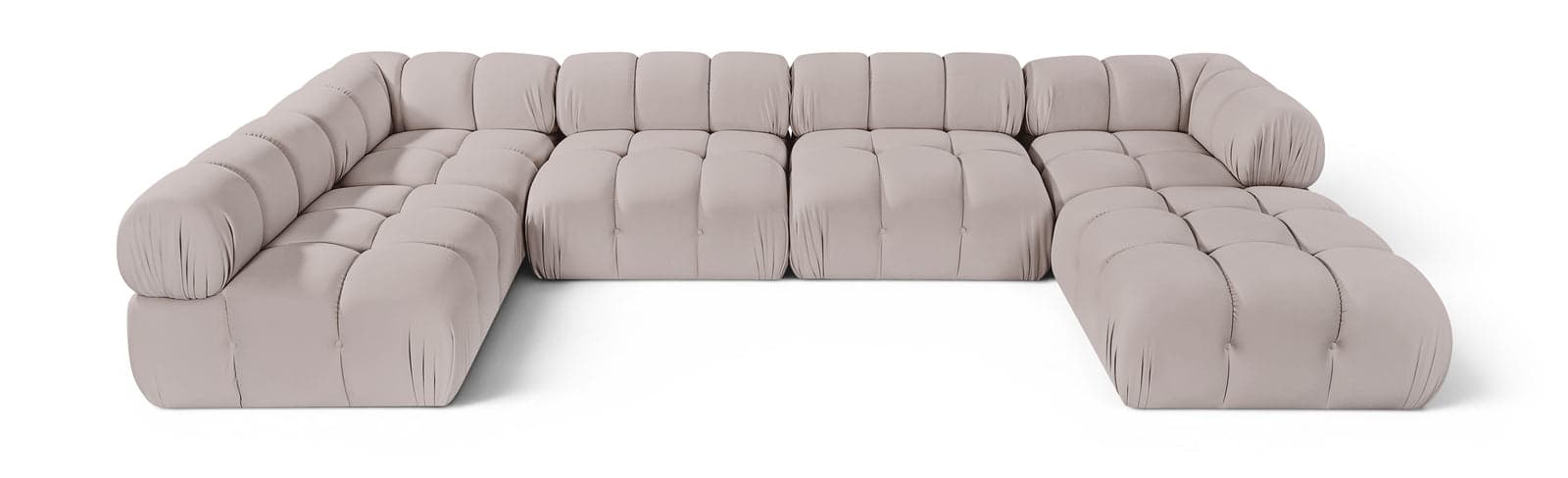 Camden Beige Velvet Performance Fabric Upholstered Sectional, 6-Piece (Style 5) — View 1 (1/3)