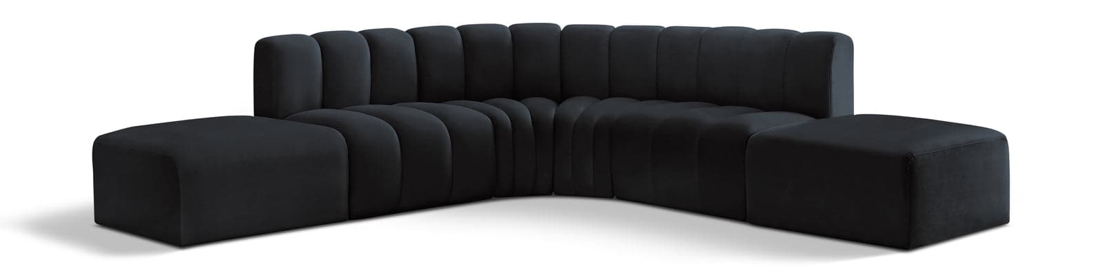 Yara 146" Velvet Upholstered Sectional, 6-Piece — Vista 1 (1/6)