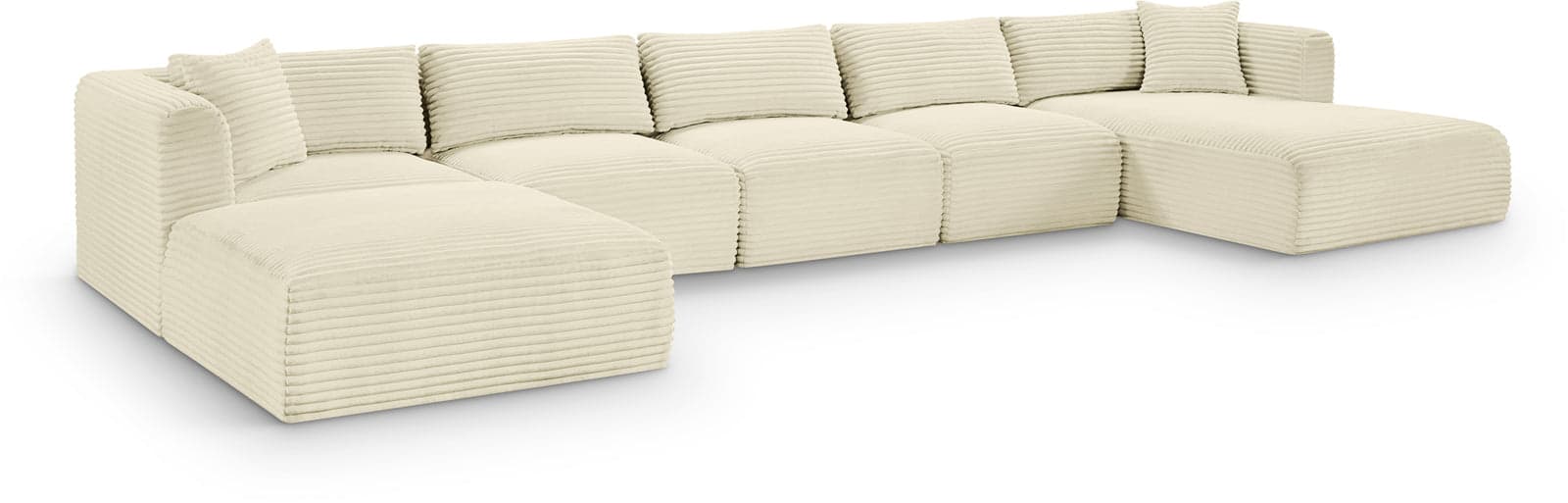 Faye 176" Cream Corduroy Performance Fabric Upholstered Sectional, 6-Piece — View 1 (1/3)