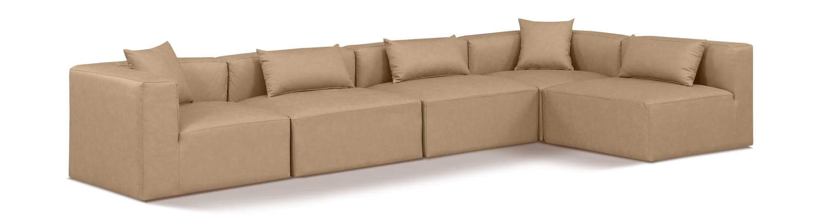 Farrah 144" Tan Vegan Leather Upholstered Sectional, 5-Piece (Style 2) — Vista 1 (1/3)