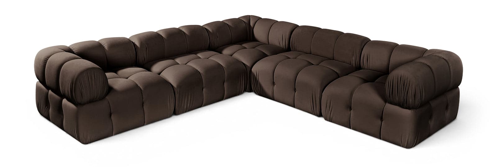 Camden Brown Velvet Performance Fabric Upholstered Sectional, 5-Piece (Style 3) — Vista 1 (1/3)