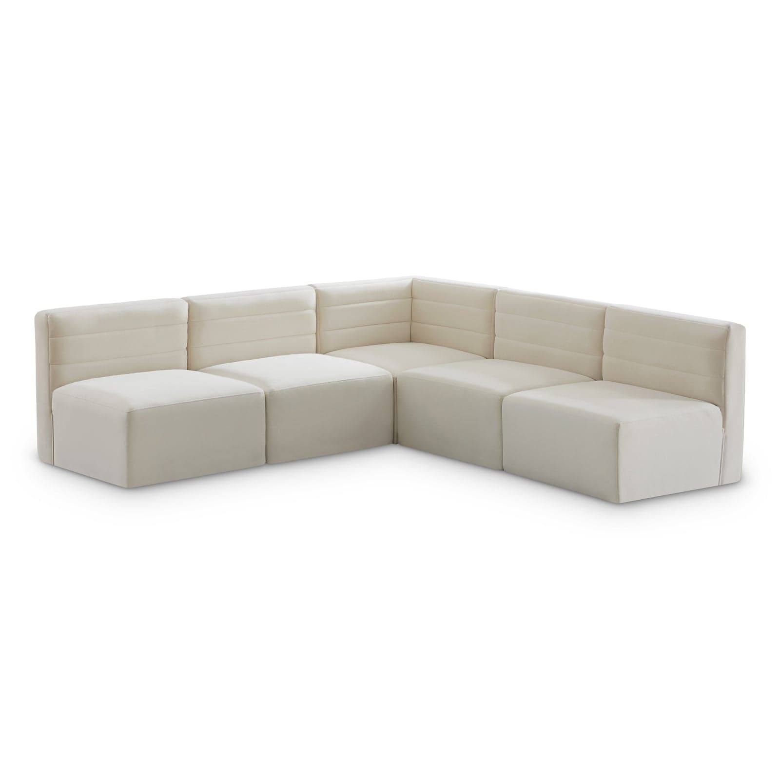 Opal 94" Cream Velvet Upholstered Comfort Sectional, 5-Piece — Vista 1 (1/3)