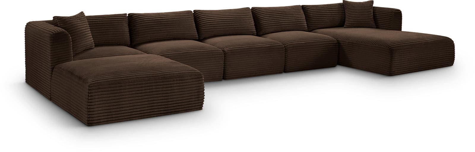 Faye 176" Brown Corduroy Performance Fabric Upholstered Sectional, 6-Piece — Vista 1 (1/3)