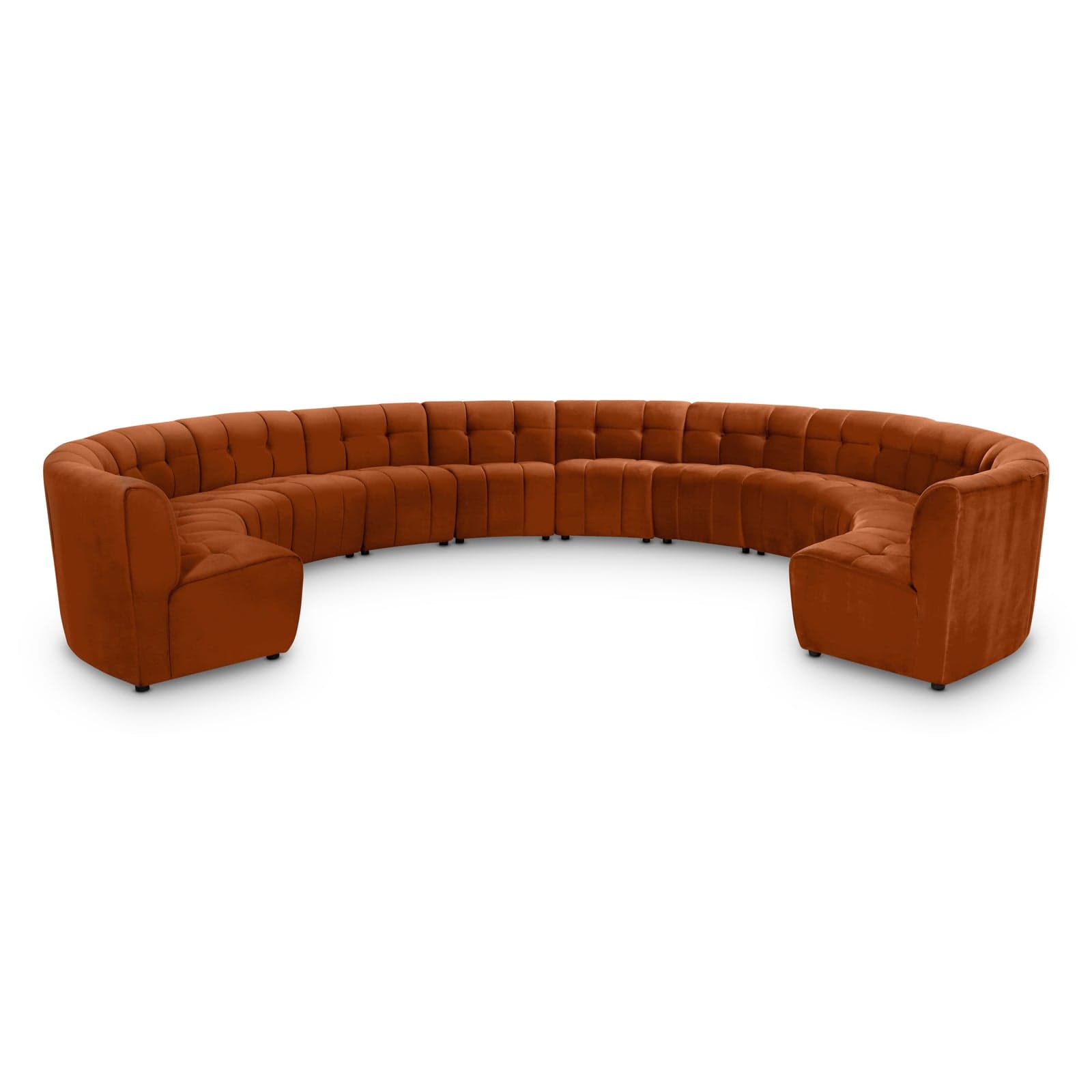 Kira 177.5" Cognac Velvet Upholstered Sectional, 12-Piece — Vista 1 (1/3)