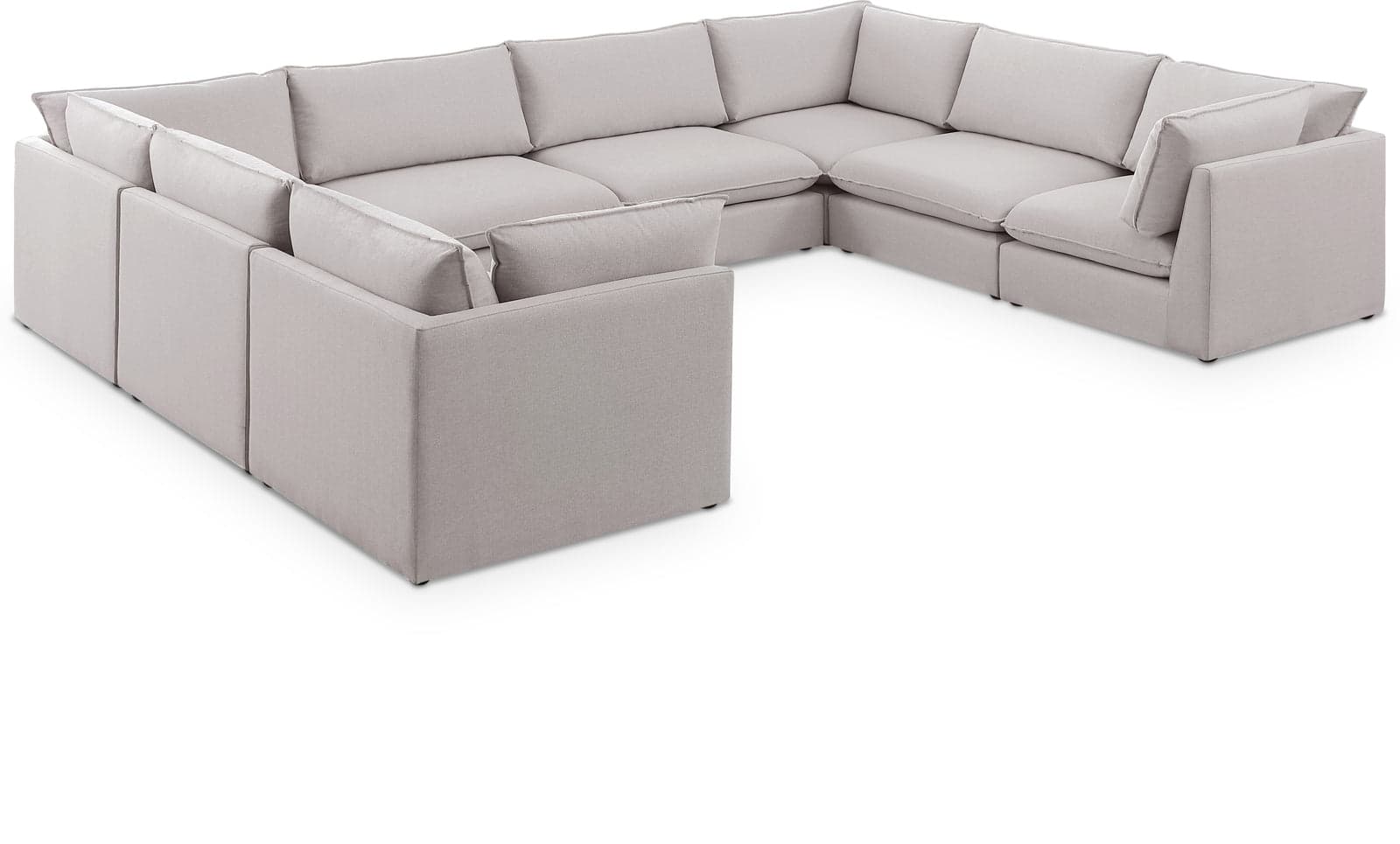 Linden 160" Beige Linen Textured Fabric Upholstered Sectional, 8-Piece — Vista 1 (1/3)