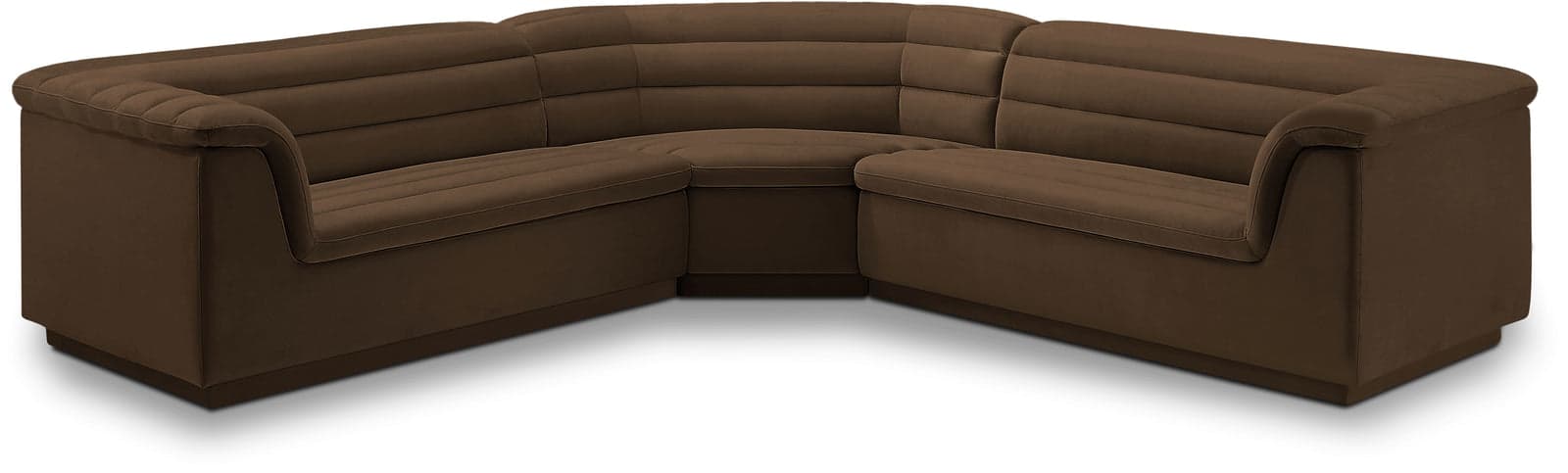 Faye 148" Brown Velvet Upholstered Sectional, 3-Piece — View 1 (1/3)