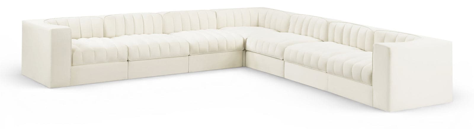 Talia Cream Velvet Performance Fabric Upholstered Sectional, 7-Piece — Vista 1 (1/3)