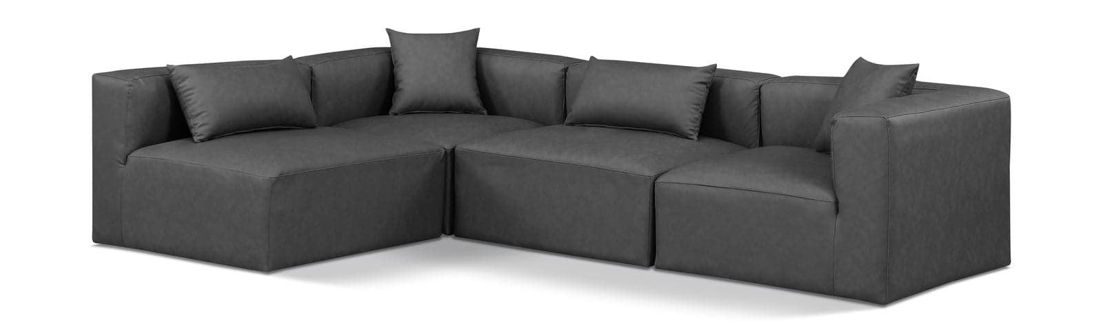 Farrah 108" Charcoal Vegan Leather Upholstered Sectional, 4-Piece (Style 2) — Vista 1 (1/3)
