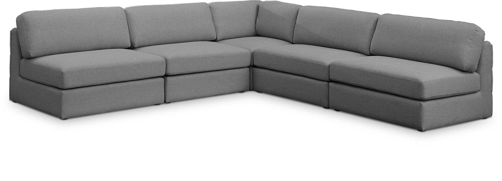 Celeste 114" Grey Linen Textured Fabric Upholstered Sectional, 5-Piece — View 1 (1/3)
