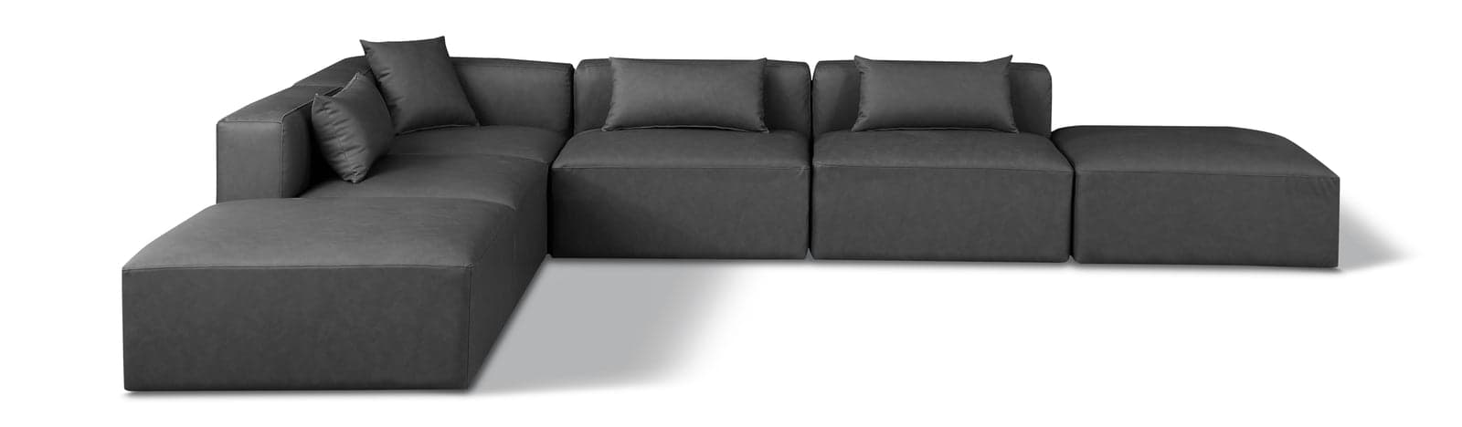 Farrah 144" Charcoal Vegan Leather Upholstered Sectional, 6-Piece (Style 4) — Vista 1 (1/3)