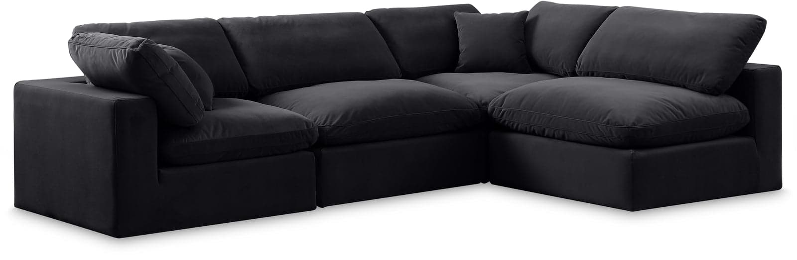 Farrah 119" Black Velvet Upholstered Sectional, 4-Piece (Style 2) — Vista 1 (1/3)