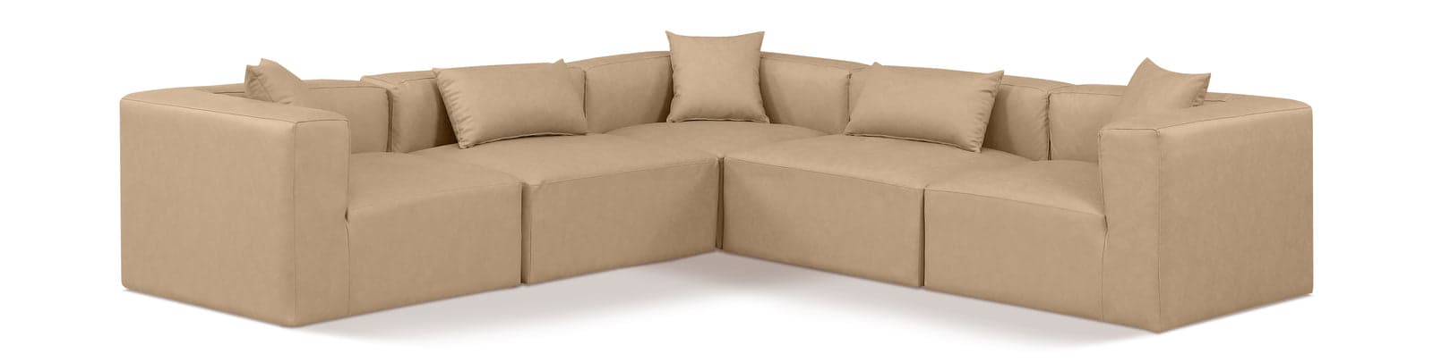 Farrah 108" Tan Vegan Leather Upholstered Sectional, 5-Piece (Style 2) — Vista 1 (1/3)