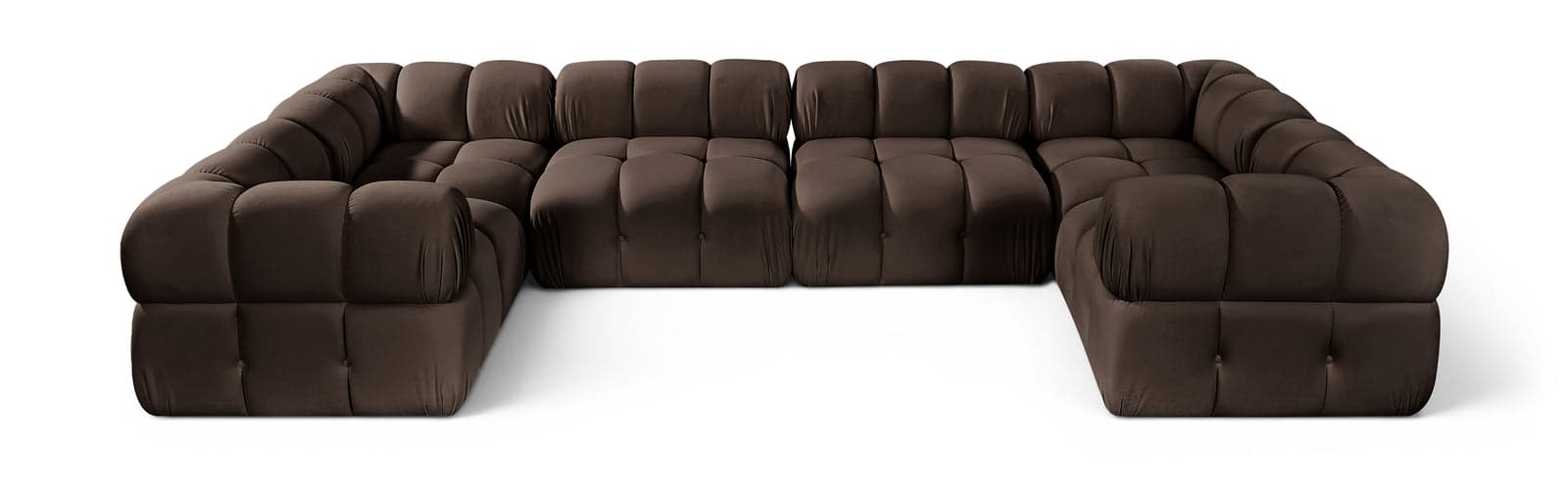 Camden Brown Velvet Performance Fabric Upholstered Sectional, 6-Piece (Style 7) — Vista 1 (1/3)