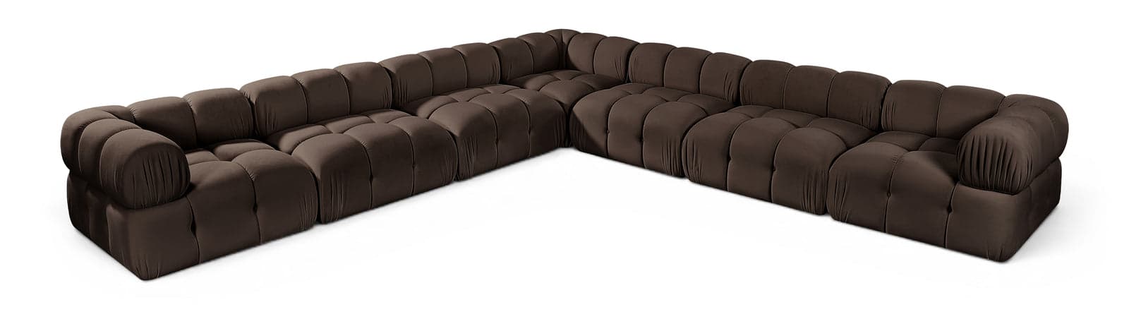 Camden Brown Velvet Performance Fabric Upholstered Sectional, 7-Piece — Vista 1 (1/3)