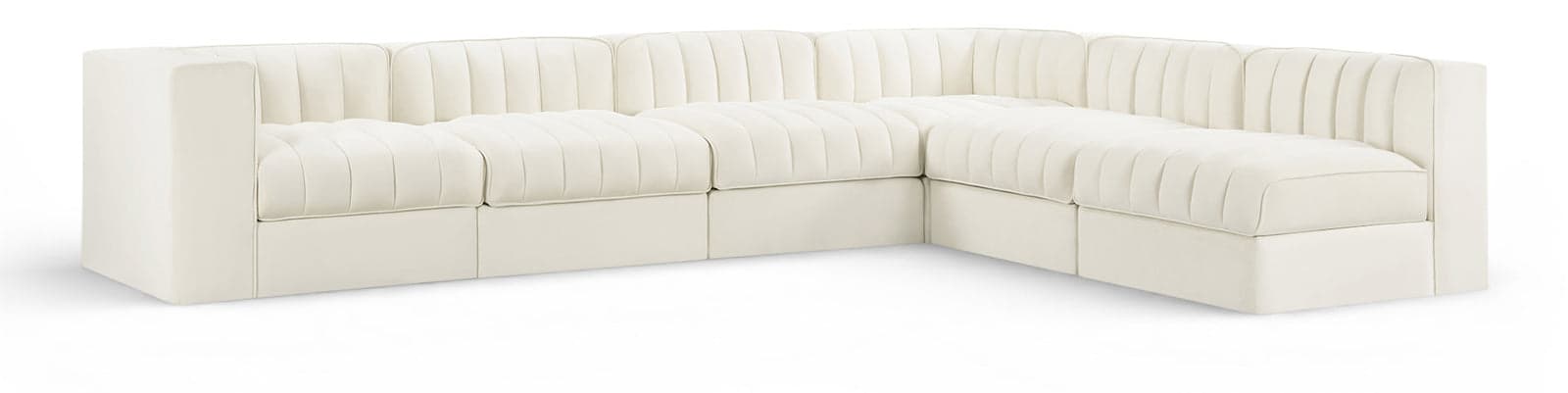Talia Cream Velvet Performance Fabric Upholstered Sectional, 6-Piece (Style 2) — Vista 1 (1/3)