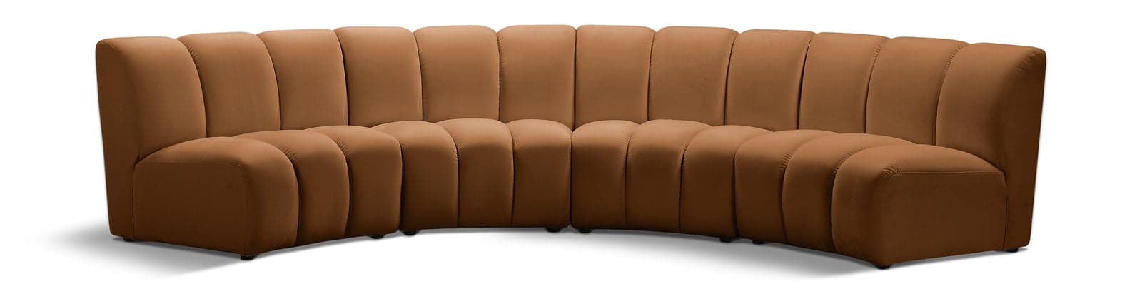 Isolde 148" Saddle Velvet Upholstered Sectional, 4-Piece — Vista 1 (1/3)