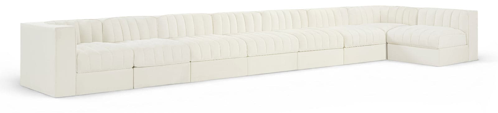 Talia Cream Velvet Performance Fabric Upholstered Sectional, 8-Piece (Style 4) — Vista 1 (1/3)