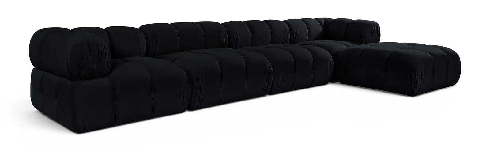 Camden Black Velvet Performance Fabric Upholstered Sectional, 5-Piece — View 1 (1/3)