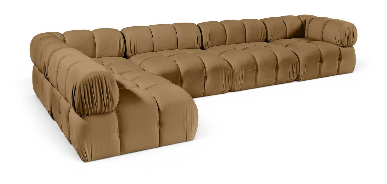 Camden Saddle Velvet Performance Fabric Upholstered Sectional, 5-Piece (Style 4) — View 1 (1/3)
