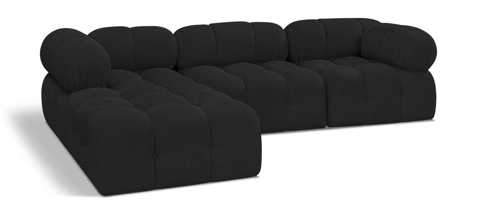 Darcy 102" Black Boucle Fabric Upholstered Sectional, 4-Piece (Style 2) — Vista 1 (1/3)