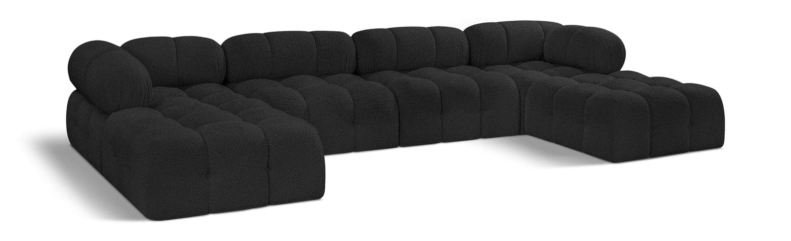 Darcy 136" Black Boucle Fabric Upholstered Sectional, 6-Piece (Style 3) — Vista 1 (1/3)