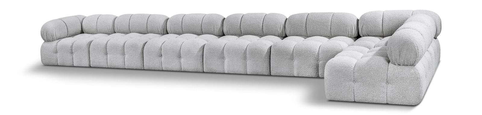 Darcy 204" Grey Boucle Fabric Upholstered Sectional, 7-Piece — View 1 (1/3)