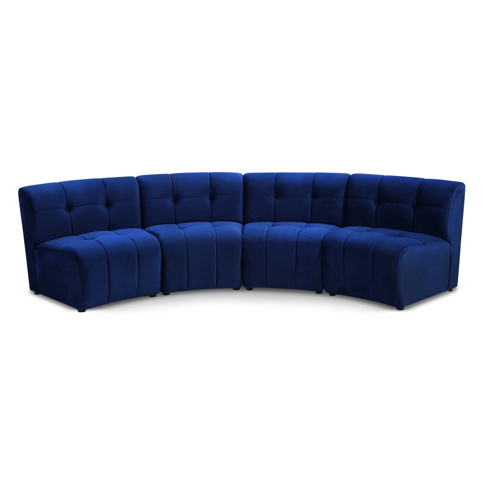 Kira 119.5" Navy Velvet Upholstered Sectional, 4-Piece — Vista 1 (1/3)