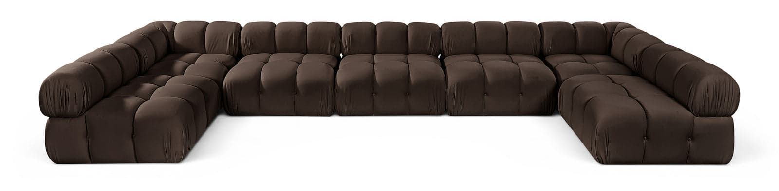 Camden Brown Velvet Performance Fabric Upholstered Sectional, 7-Piece (Style 2) — View 1 (1/3)