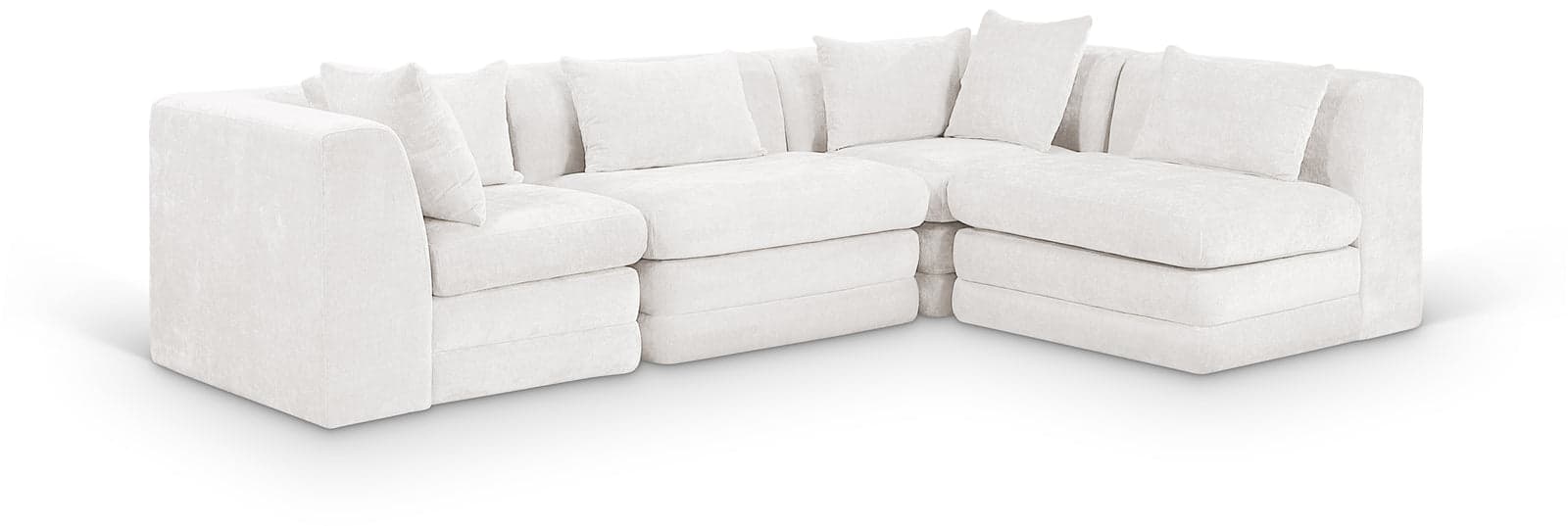 Willow 114" Cream Chenille Fabric Upholstered 4Pc. Sectional, 4-Piece (Style 2) — View 1 (1/3)