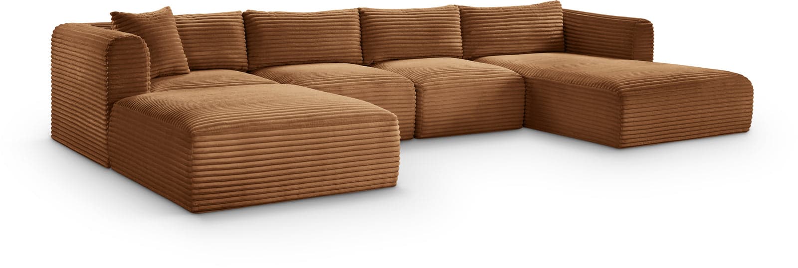 Faye 145" Saddle Corduroy Performance Fabric Upholstered Sectional, 5-Piece — Vista 1 (1/3)