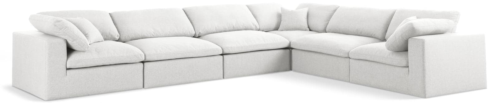 Camden 158" Cream Linen Textured Fabric Upholstered Deluxe Comfort Sectional, 6-Piece — Vista 1 (1/3)